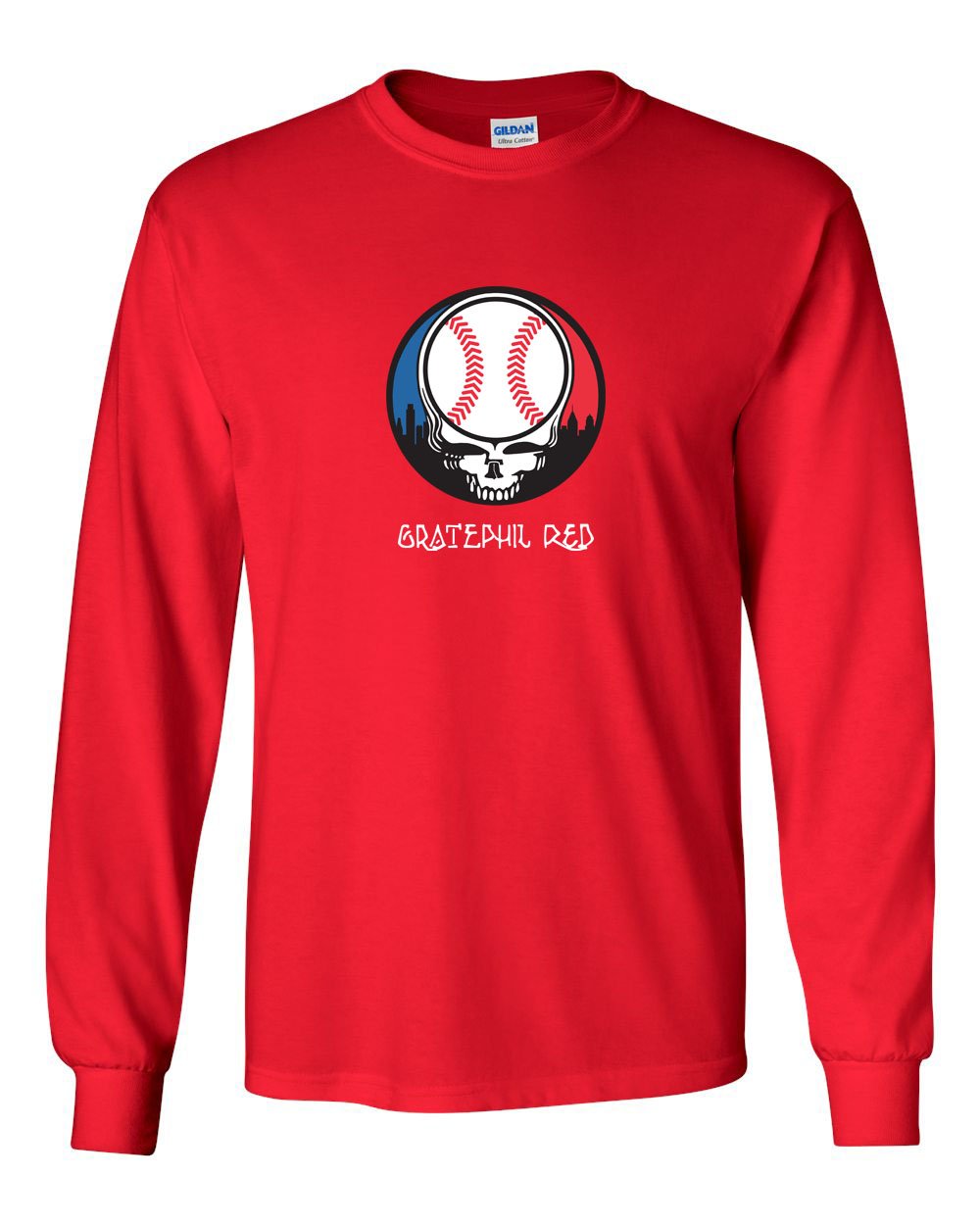 Gratephil Red MENS Long Sleeve Heavy Cotton T-Shirt