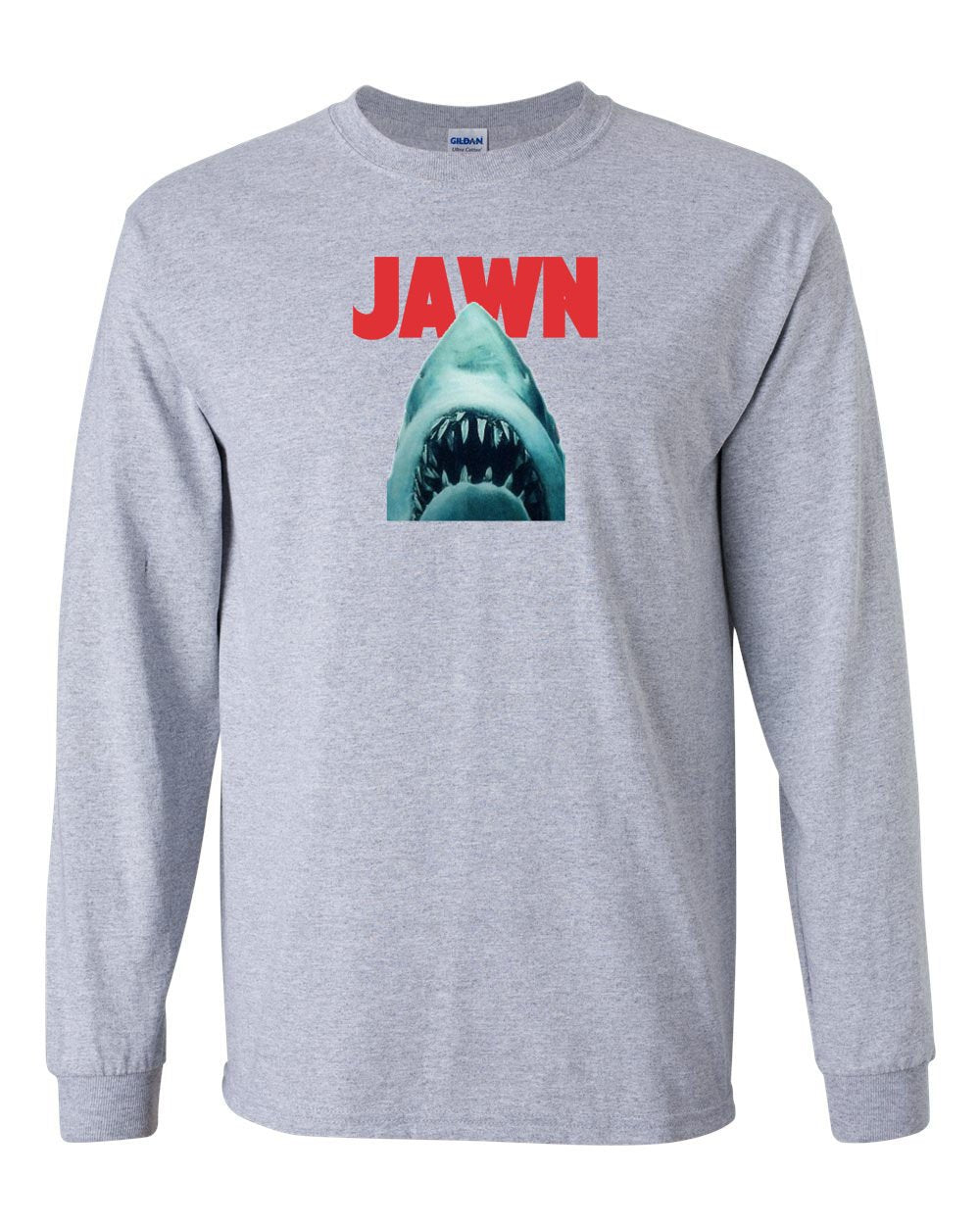 Jaws Jawn MENS Long Sleeve Heavy Cotton T-Shirt
