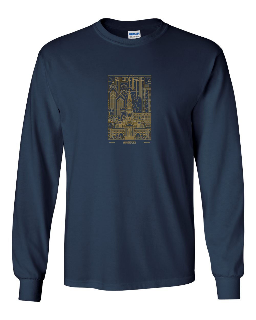 Philadelphia Skyline V2 (Soccer) MENS Long Sleeve Heavy Cotton T-Shirt