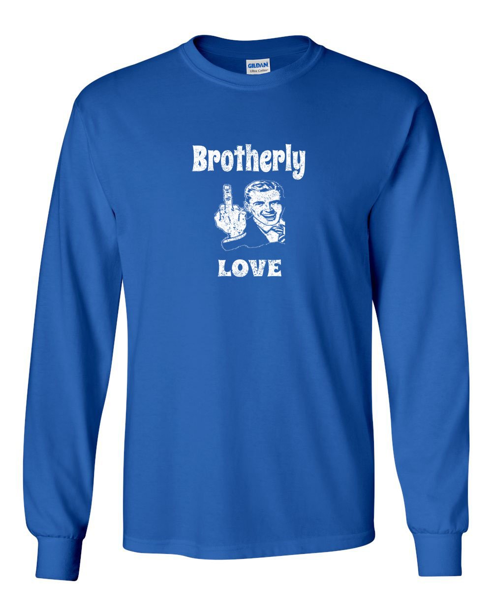 Brotherly Finger White Ink MENS Long Sleeve Heavy Cotton T-Shirt