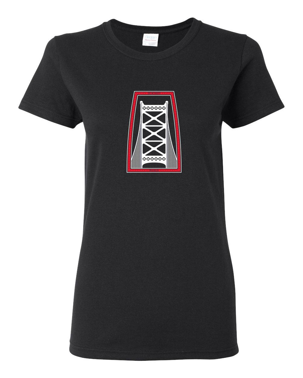 Ben Franklin Bridge Red & White Ink LADIES Missy-Fit T-Shirt