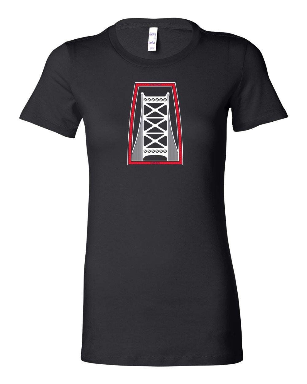 Ben Franklin Bridge Red & White Ink LADIES Junior-Fit T-Shirt