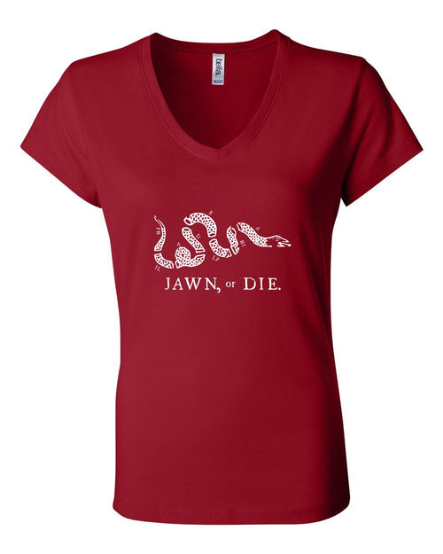 Jawn or Die White Ink (Baseball) LADIES Junior Fit V-Neck