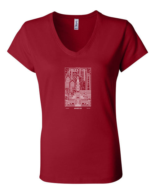 Philadelphia Skyline V2 (Baseball) LADIES Junior Fit V-Neck