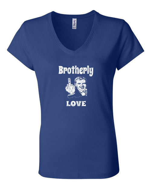 Brotherly Finger White Ink LADIES Junior Fit V-Neck